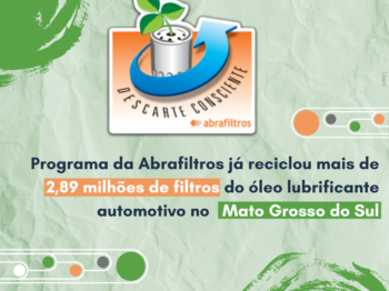 Programa da Abrafiltros já reciclou mais de 2,89 milhões de filtros do óleo lubrificante automotivo no Mato Grosso do Sul