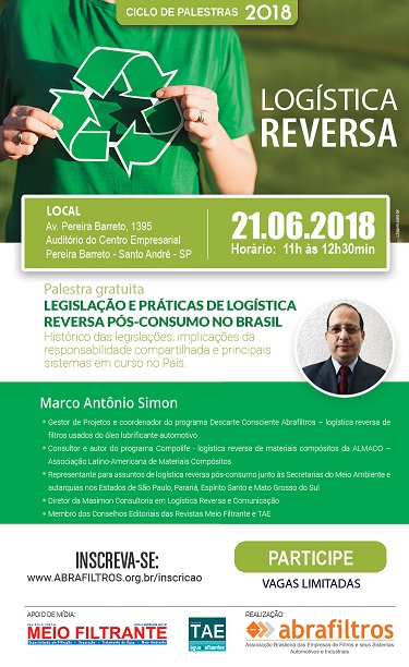 Abrafiltros destaca os avanços da logística reversa pós-consumo no Brasil em palestra gratuita no dia 21 de junho