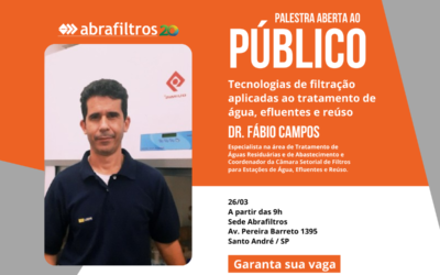 Abrafiltros promove palestra sobre tecnologias de filtração para tratamento e reúso de água